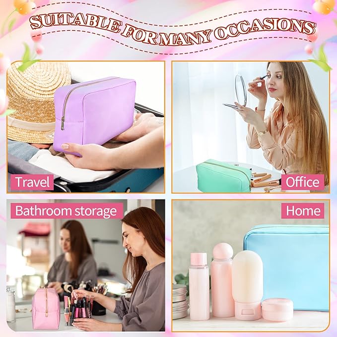 Sweetude 6 Pcs Nylon Makeup Bag Travel Nylon Pouch Zipper Cosmetic Bag for Purse Women Girls Organizer Makeup Pouch for Birthday Wedding Mother's Day Graduation Gifts(XL,Assorted Color)