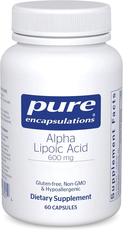 Pure Encapsulations Alpha Lipoic Acid 600 mg - ALA Supplement for Liver Support, Antioxidants, Nerve Health, Cardiovascular Health & Carbohydrate Support - Premium Alpha Lipoic Acid - 60 Capsules