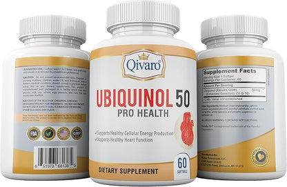 QIH23: Ubiquinol 50 Pro Health COQ10 (60 Capsules) - Ubiquinol Supplement with Active Form of Coenzyme Q10 - Powerful Antioxidant for Cellular Energy Production, Overall Health & Wellness