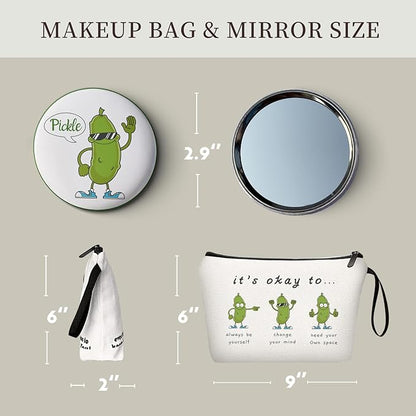 Pickle Gifts,Gifts for Friends,Gifts for Women Birthday Unique,Cosmetic Bag with Mirror,Positivity Gifts,Fun Gifts for Women,Sisters Gifts from Sister,Strong Woman Gifts,Christmas Gifts for Daughet