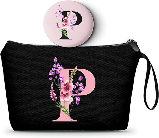 SEAMOON Happy Birthday Friendship Womens Bridesmaid Coolest Gifts for Sister Teacher Coworkers Personalized Travel Makeup Cosmetic Bag with Mirror Valentines Mothers Day Christmas Graduation P