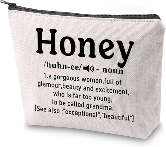 ZJXHPO Honey Definition Cosmetic Bag, Grandma Survival Kit, Best Grandma Ever Makeup Bag With Zipper, Appreciation Gift for Mothers Day