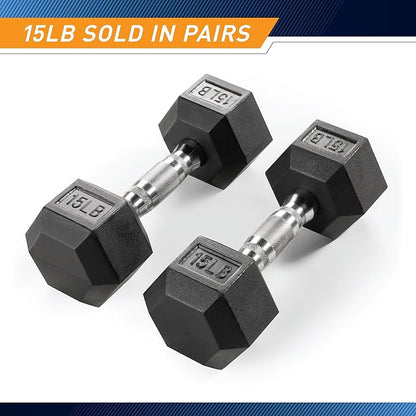 Marcy Rubber Hex Dumbbell Sold in Pairs - Available for 5lb - 20lb