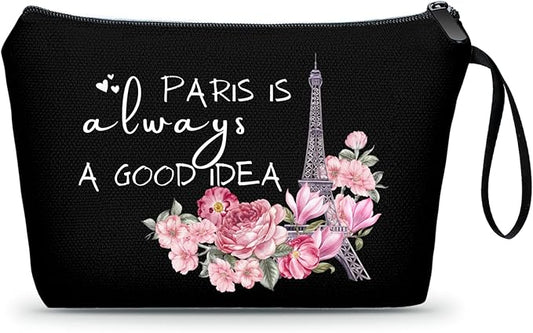 Paris Travel Gifts - Unique Cosmetic Bags for Women, Make Up Bag for Traveling for Her