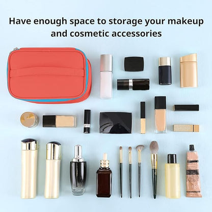 KITENROM Portable Makeup Bag Cosmetic Bags for Women Medium Pouch Case Purse Make Up Organization Waterproof (Red)