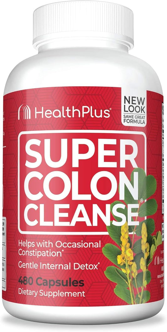 Health Plus Super Colon Cleanse: 10-Day Cleanse -Detox | 12 Cleanses, 480 Count (Package may vary)