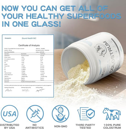 Colostrum Supplement Powder for Humans - Organic Bovine Colostrum Supplement for Gut Health, Hair Growth, Beauty, and Immune Support - Unflavored (73 Servings)