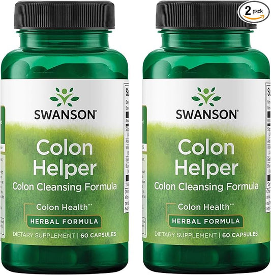 Swanson Colon Helper - Promotes Digestive Health Using Vervain, Goldenseal Root, Slippery Elm Bark & More - Herbal Supplement Aiding Healthy Eliminations - (60 Capsules) 1 Pack (2 Pack)