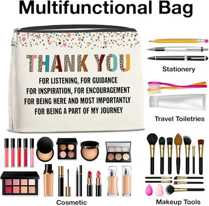 Thank You Gifts for Women Makeup Bag, Appreciation Gifts for Boss Coworkers Teacher Friends, Thank You for Being Part of My Journey Cosmetic Bag Zipper Makeup Pouch