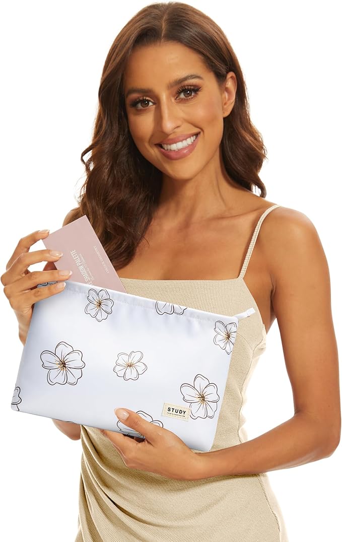 WLLWOO WLLWOO 2pcs Travel Make Up Bags-Cosmetic Bag Nylon Waterproof Large Wide Zipper Coin Purse Travel Toiletry Small Makeup Pouch For Women