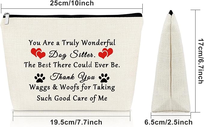 Pet Sitter Appreciation Travel Makeup Bags Cosmetic Organizer Bag Animal Trainer Thank You Gift Dog Lover Gifts for Girls Dog Sitter Christmas Birthday Present