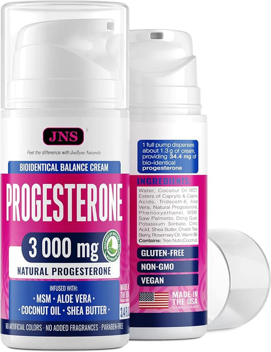 Progesterone Cream (Bioidentical) for Menopause Relief 3000 mg - Made in USA - Bio-Identical Progesterone Cream for Women - Soy-Free & Non-GMO