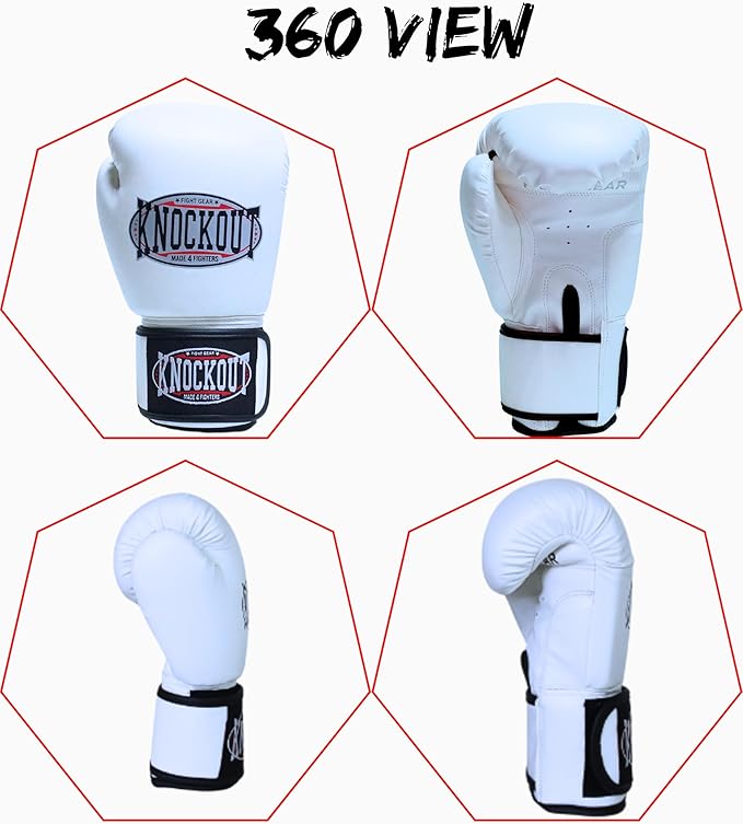 Knockout Gel Boxing Gloves for Men Women - Pro Training Sparring, Maya Hide Leather Muay Thai MMA Kickboxing, Adults-Kids Heavy Bag Workout Gloves for Boxing -Ultra-Wide Wrist Support 10 oz - 16 oz