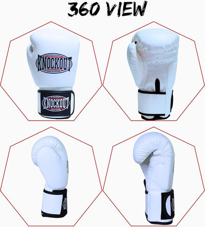 Knockout Gel Boxing Gloves for Men Women - Pro Training Sparring, Maya Hide Leather Muay Thai MMA Kickboxing, Adults-Kids Heavy Bag Workout Gloves for Boxing -Ultra-Wide Wrist Support 10 oz - 16 oz