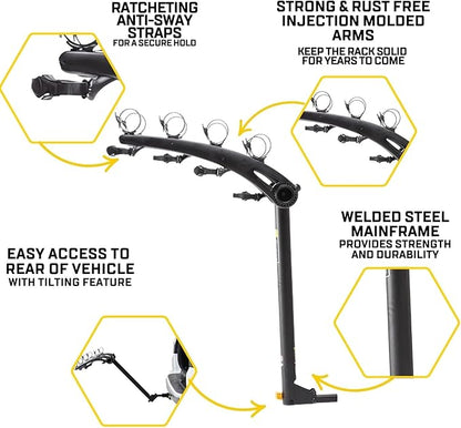 Saris Bones 4-Bike Hitch Rack Bicycle Carrier, with Easy Fold Design and Tilting Base