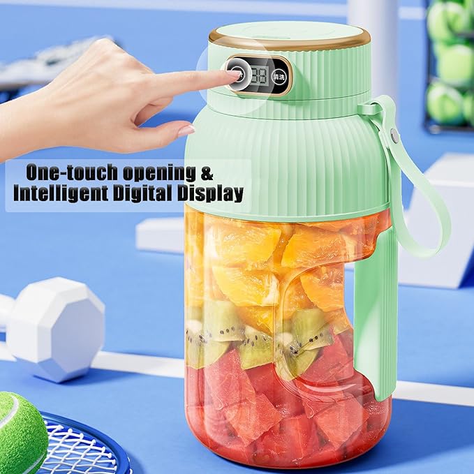 Juice Cup Blender Portable,Multifunctional Portable Juicer Cup,Portable Juicer Cup with Digital Display, Small Travel Blender for Shakes and Smoothies(Blue)