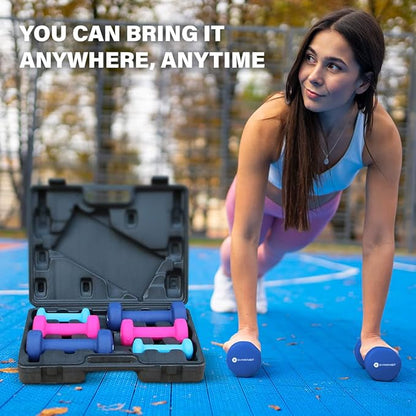 Gymenist Dumbbell Set With Hard Plastic Case Includes 3 Pairs And A Hard Travel Carry Storage Case