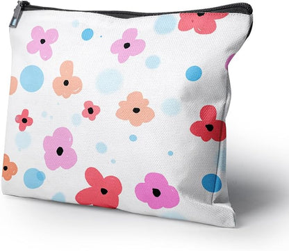 Cafl Colorful Fresh Flowers Makeup Bag Cute Cosmetic Bag for Women,Large Makeup Bags Travel Toiletry Accessories Organizer