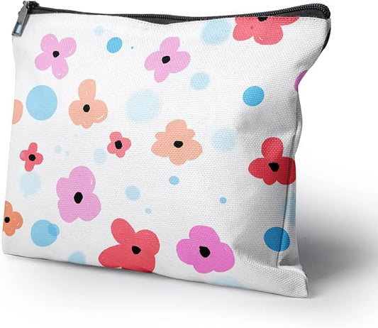 Cafl Colorful Fresh Flowers Makeup Bag Cute Cosmetic Bag for Women,Large Makeup Bags Travel Toiletry Accessories Organizer