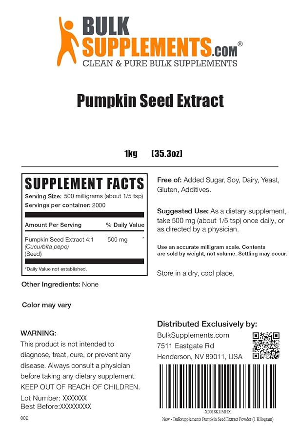 BulkSupplements.com Pumpkin Seed Extract Powder - Bladder Support - Prostate Supplements for Men - Pumpkin Powder - Prostate Support (5 Kilograms - 11 lbs)