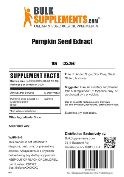 BulkSupplements.com Pumpkin Seed Extract Powder - Bladder Support - Pumpkin Powder - Prostate Supplement - Soluble Fiber Supplements - Pumpkin Seed Powder (1 Kilogram - 2.2 lbs)