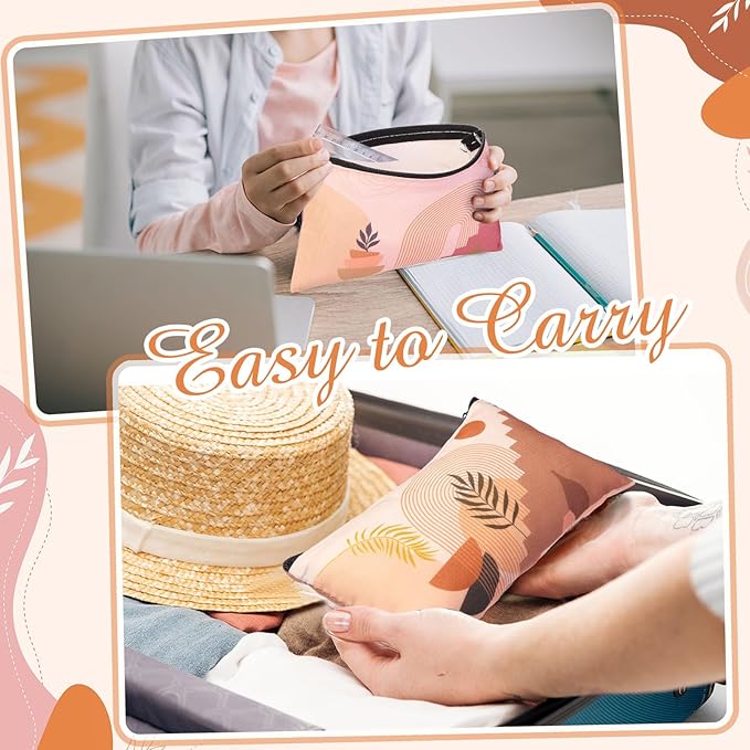 Reginary 20 Pieces Boho Cosmetic Bag for Women, Sunshine Ray Makeup Bags with Zipper Nature Toiletry Bag Pouch Palm Leaf Travel Packing Accessory Organizer Pouch, 7 x 4.3 Inches