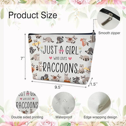 Raccoon Makeup Bag - Just A Girl Who Love Raccoons, Raccoon Lover Gifts Birthday Gifts for Sister Friends Breeder Animal Lover, Cosmetic Bag Skincare Bag Toiletry Bag Pouch Travel Accessories -19