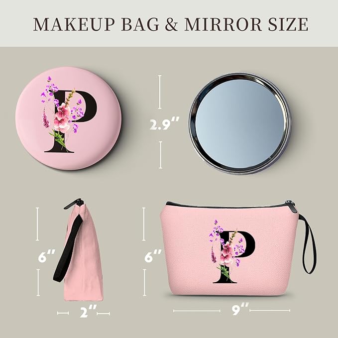 SEAMOON Birthday Inspirational Bridesmaid Proposal Team Small Gifts for Women Mom Aunt Teacher Sister Coworkers Makeup Cosmetic Bag Travel with Mirror Mothers Day Christmas Graduation P