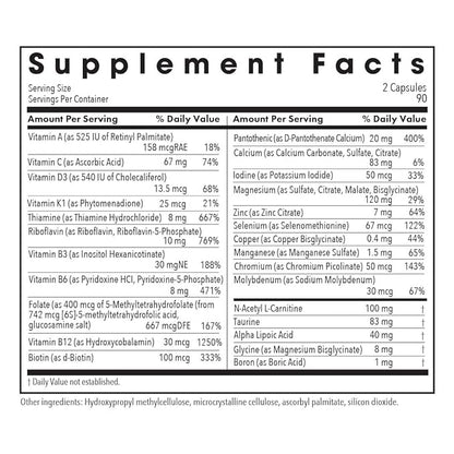 Allergy Research Group - MVM-A with Antioxidants - Complete Multivitamin/Multimineral - 180 Vegetarian Capsules