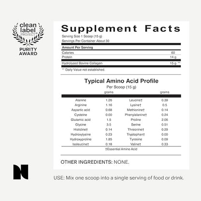 Needed. Expertly-Formulated & Tested Prenatal Hydrolyzed Collagen Protein Powder for Pregnancy, Breastfeeding, & Postpartum | Grass-fed, Pasture-Raised, Hormone-Free | 1lb