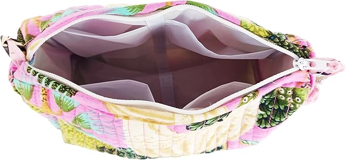 Rastogi Handicrafts Cosmetic Bags Set, 3 Piece Make Up Organizer Bag Storage Bags with Zipper Closure (3, Multicolor, Design-6)
