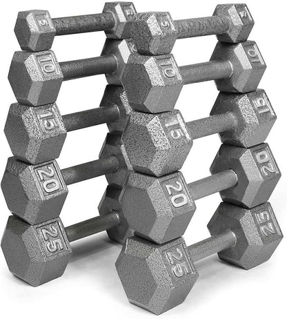 HolaHatha Hexagonal Dumbbell Free Hand Weight Set w/Rack