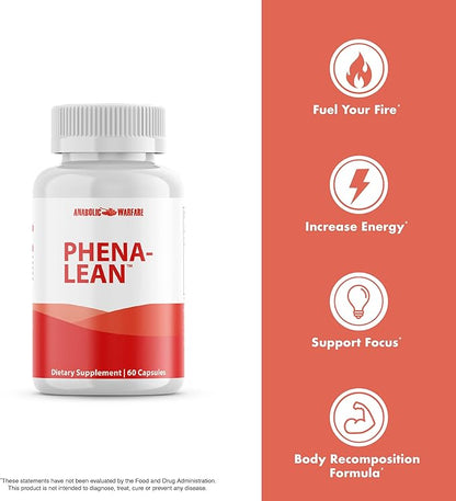 Anabolic Warfare Phena-Lean Premier Supplement from Thermogenic Body Composition Supplement – Fuel Your Fire, Promote Energy, Increase Focus* - 60 Capsules.