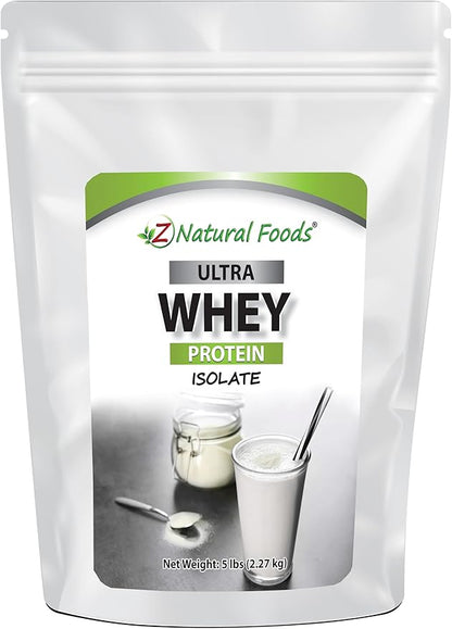 Z Natural Foods Ultra Whey Protein Isolate Powder - Pure, Unflavored, Unsweetened Whey Protein Powder - Flavorless Whey Isolate with Vital Proteins for Fitness, Sports Nutrition, Immune Support, 5 lb