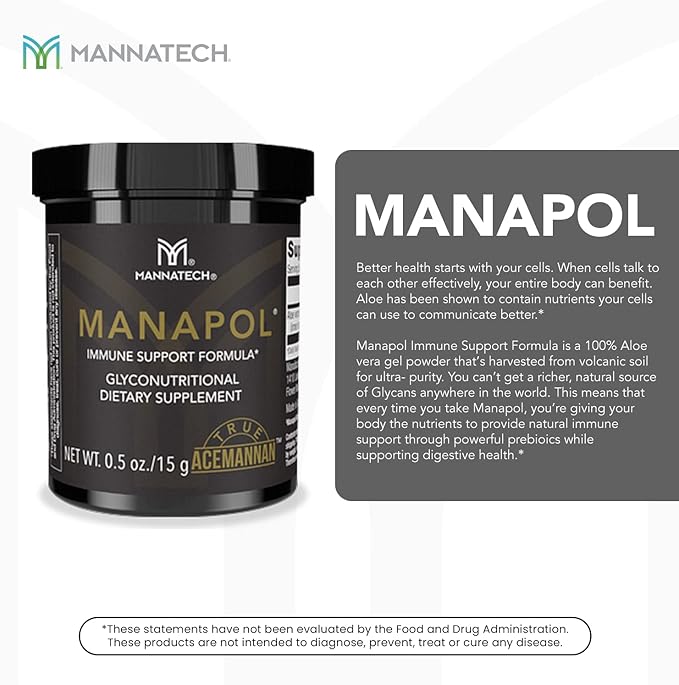 Mannatech Manapol Immune Support Formula for Immunity Support & Immunity Boost. Aloe Vera Powder Prebiotic for Digestive Health. Aloe Vera Drink for Immune Support Supplement 0.5oz/15g