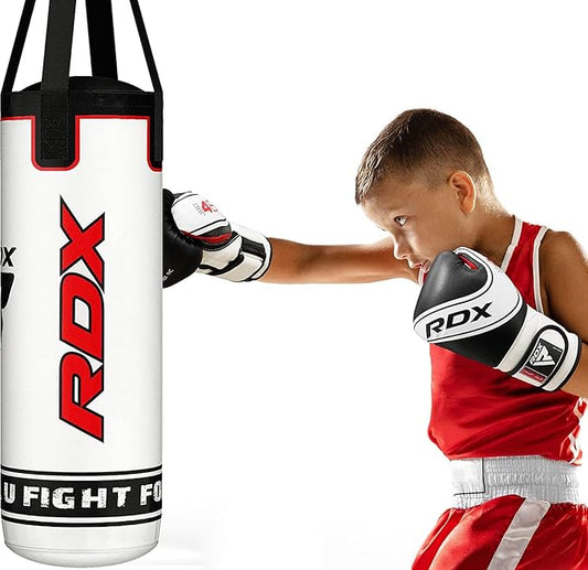 RDX Kids Punching Bag 2FT with Boxing Glove, Unfilled Set for Boys Girls, Non Tear Maya Hide Leather Junior Hanging Bag, Kickboxing MMA Muay Thai Taekwondo Karate Home Gym Strength Training