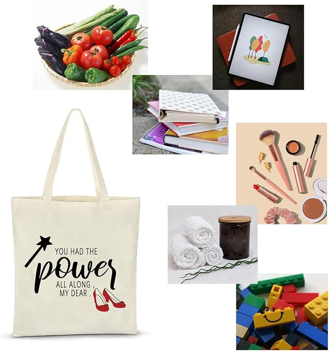 ZJXHPO Inspired Gift TV Show Gift You Had The Power All Along My Dear Makeup Bag Inspirational Canvas Tote Bag (The Power tote bag)