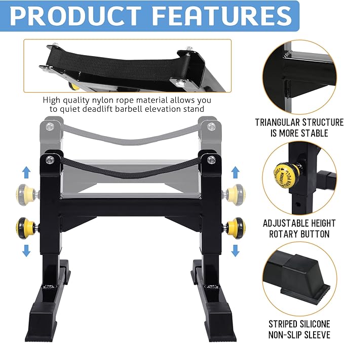 Deadlift Jack Barbell Stand, Barbell Rack, Barbell Buffer Frame, Carbon Steel Barbell Jack, Easily Load and Unload 800lb Barbell Plates for Deadlift Exercise & Weight Training (Black)