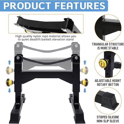 Deadlift Jack Barbell Stand, Barbell Rack, Barbell Buffer Frame, Carbon Steel Barbell Jack, Easily Load and Unload 800lb Barbell Plates for Deadlift Exercise & Weight Training (Black)