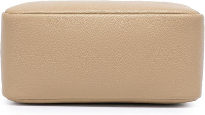 PU leather Organizer Bag Lightweight Cosmetic Bag with Ring Clasp Perfect Travel Makeup Bag for Women (Sandy/PU)