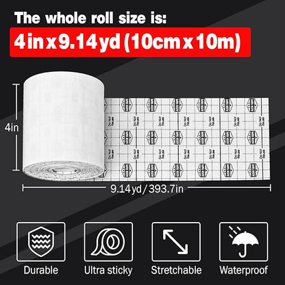 AZEN Turf Tape Football, 4 Inch x 9.14 Yards Extra Wide Kinesiology Tape Rolls, Waterproof Athletic Tape, Protects from Turf Burn (White)