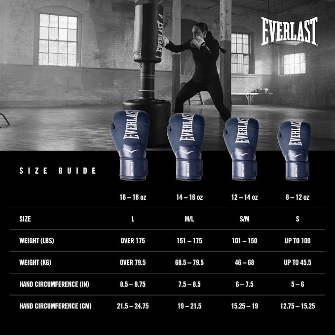 Everlast Elite 2 Boxing Gloves, Pro Training Gloves for Men and Women, Secure Fit Hook and Loop Closure & Ventilation, Heavy Bag & Speedbag Training.
