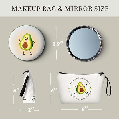 Funny Avocado Girls Birthday Inspirational Gifts for Women Teen Friends Purse Makeup Bag with Mirror Christmas