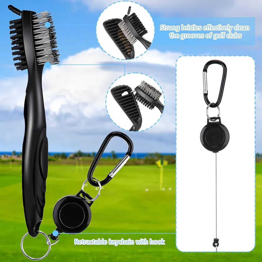 9 Pcs Golf Accessories Kit Golf Club Cleaning Kit Include Microfiber Towel, Cleaner Brush, Ball and Tee Holder, Divot Repair Tool, Ball Bag with Hook for Men Women Gifts