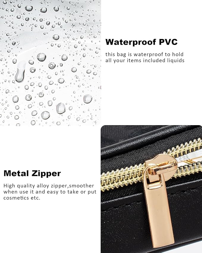 Christmas Gifts Clear Makeup Brush Holder, Travel Makeup Brush Pouch Makeup Brush Bag Organizer Makeup Brush Travel Case with Zipper Waterproof Makeup Travel Case Cosmetic Bag for Women