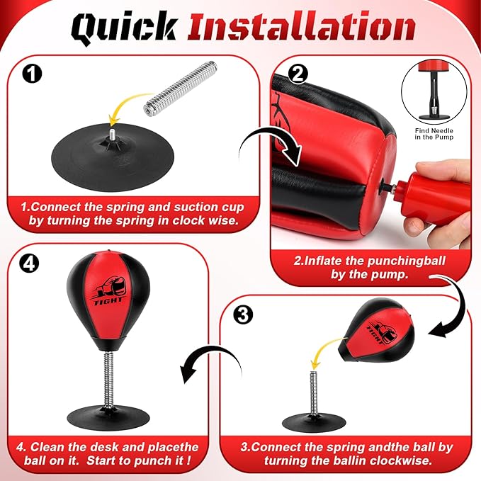 Desktop Punching Bag, Stress Relief Boxing Bag Speed Balls, Desk Punching Bag Stress Buster-Super Suctions to Your Desk, Christmas Thanksgiving White Elephant Gifts for Boss or Coworker
