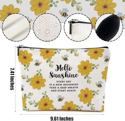 Sunshine Gifts for Women Makeup Bag Inspirational Cosmetic Bag Motivational Gifts for Women Girls Friend Niece Daughter Travel Organizer Zipper Pouch Graduation Birthday Friendship Gifts