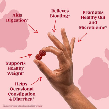 Bellway Super Fiber Gummies for Adults (5 Pack) - Sugar Free Organic Fiber Supplement Gummies with 4g of Fiber per Serving - Prebiotic Chicory Root Fiber for Gut Health, Raspberry Lemon, 300 Count