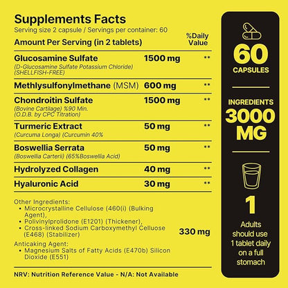 glucosamine + Collagen + chondroitin + msm + hyaluronic Acid Extra Strong Tablet