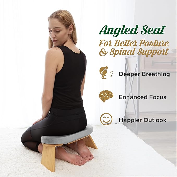 Monk & Llama Meditation Bench - Kneeling Bamboo
